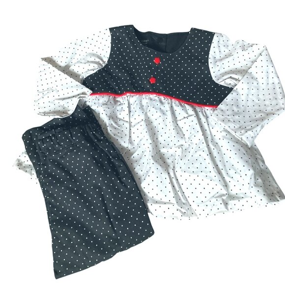 Suzie's Seam Other - Polka Dot Girls Long Sleeve Top and Pants Set Black and White Size 18 Months